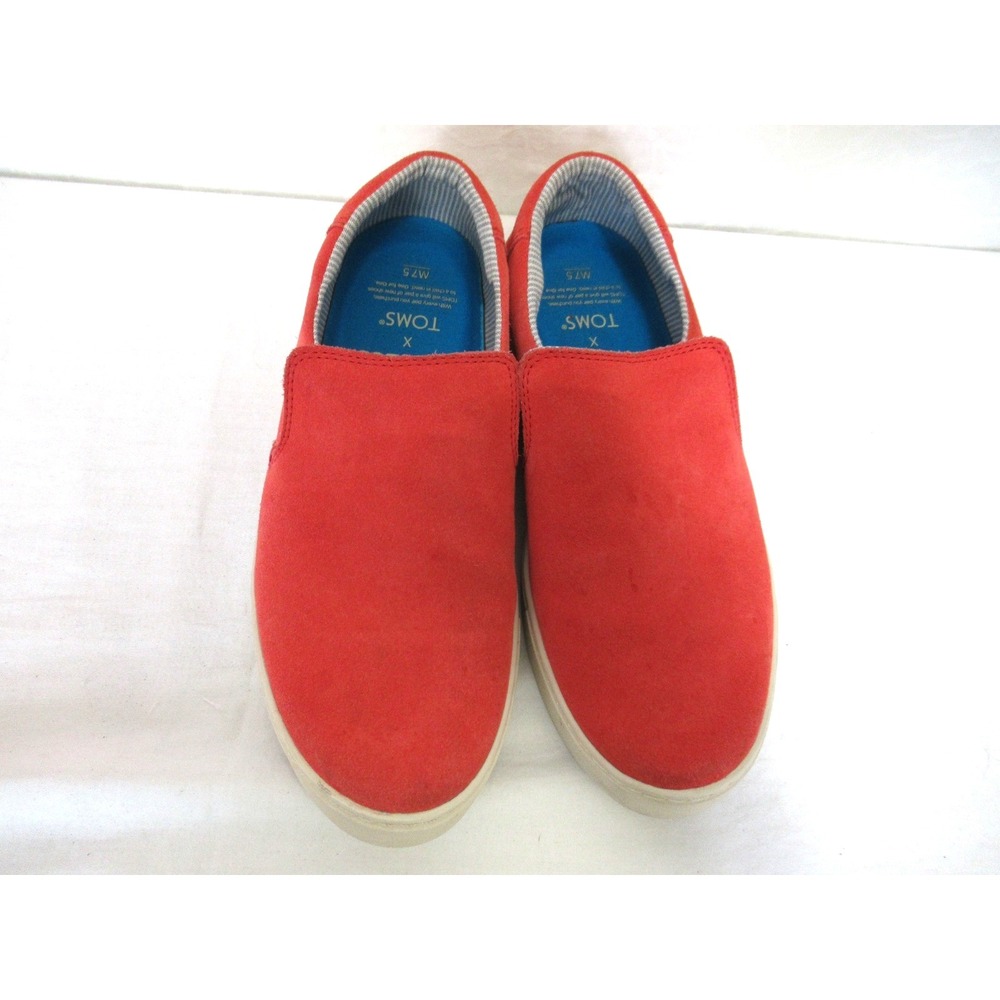 Toms Bonobos x Men's Size 7.5 Red/Orange Suede Slip On Sneakers - Picture 2 of 5
